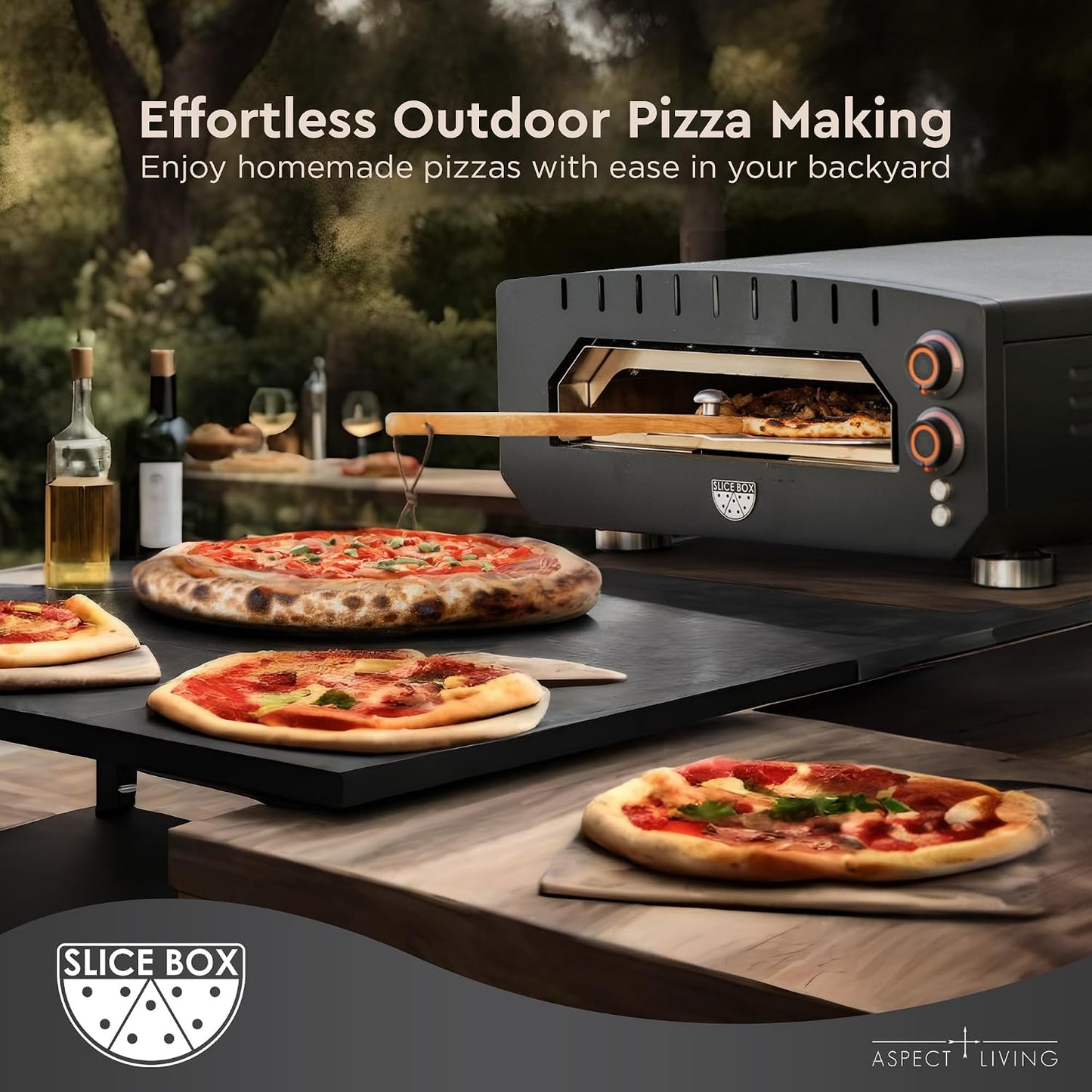 Horno eléctrico pizza aire libre 750 grados con termómetro