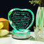 Placa cristal corazón LED cambio color regalo jefe