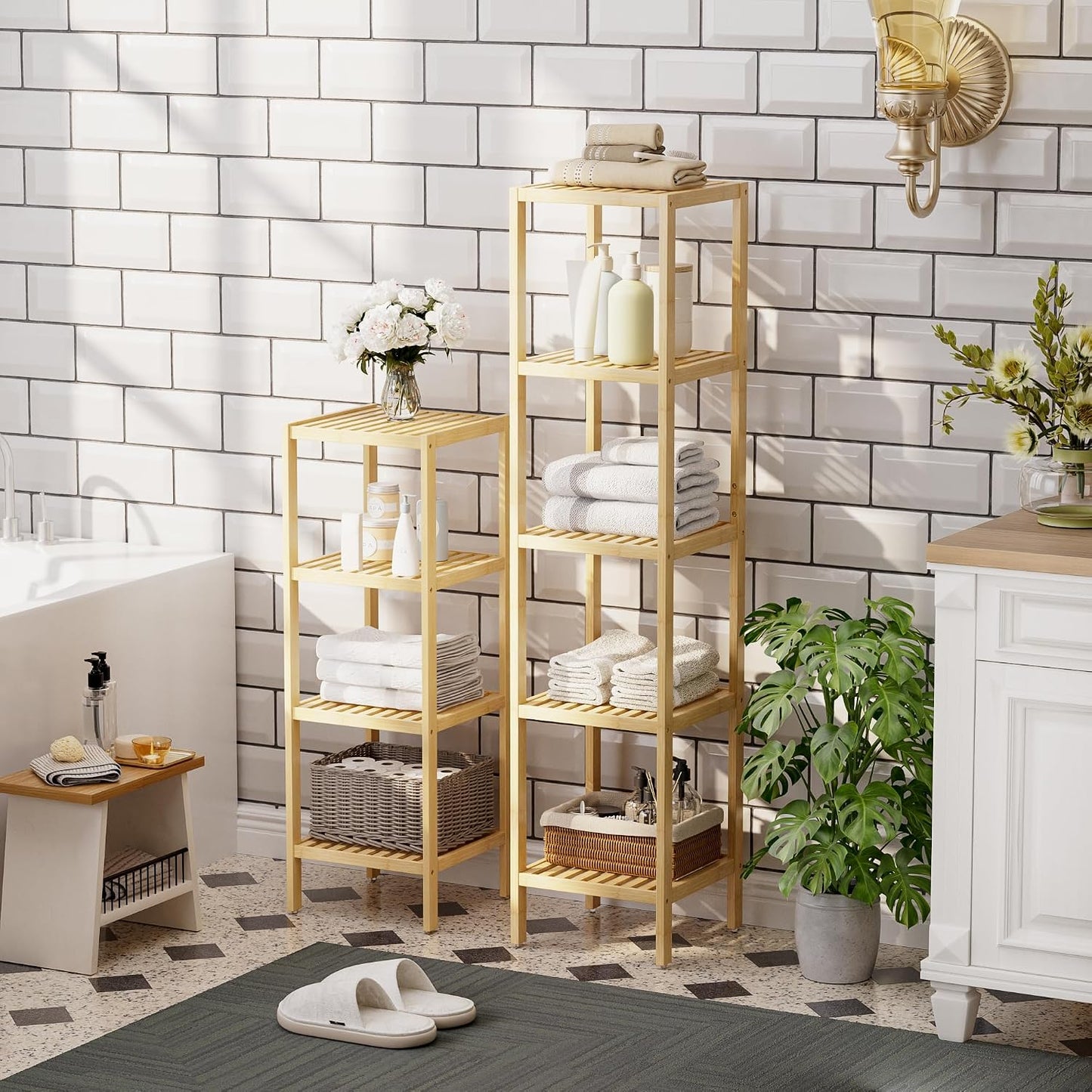 Estante bambú 5 niveles multifuncional baño sala dormitorio