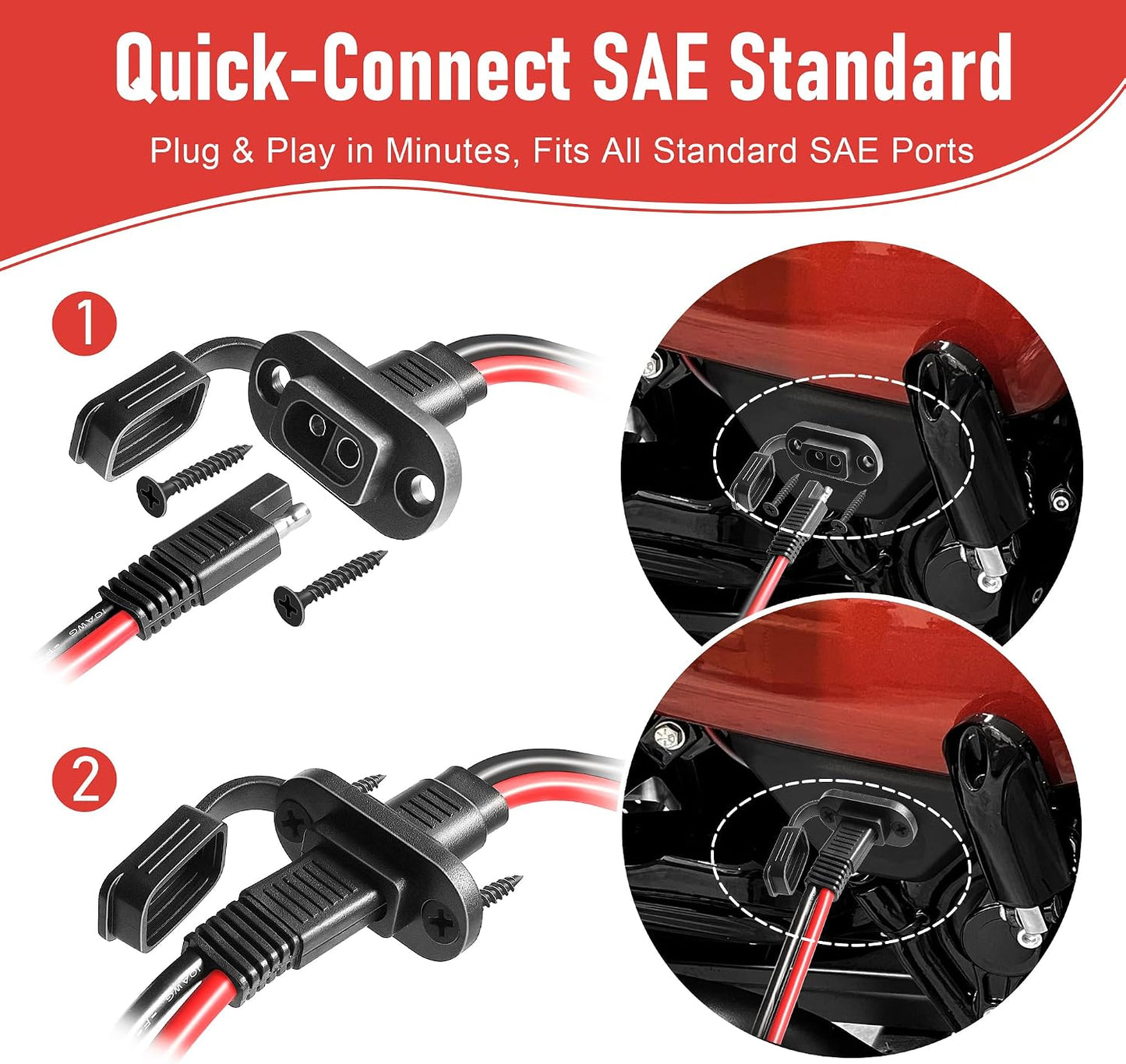 Conector SAE 5ft 10AWG enchufe batería impermeable