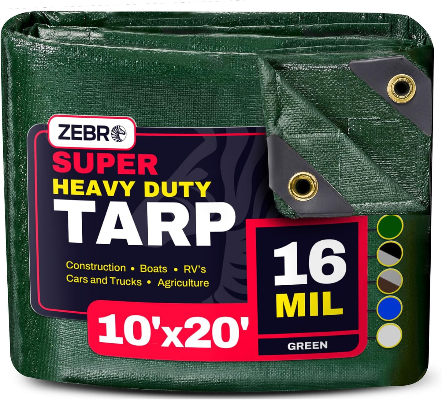 Lona 10x20ft impermeable con ojales reforzados