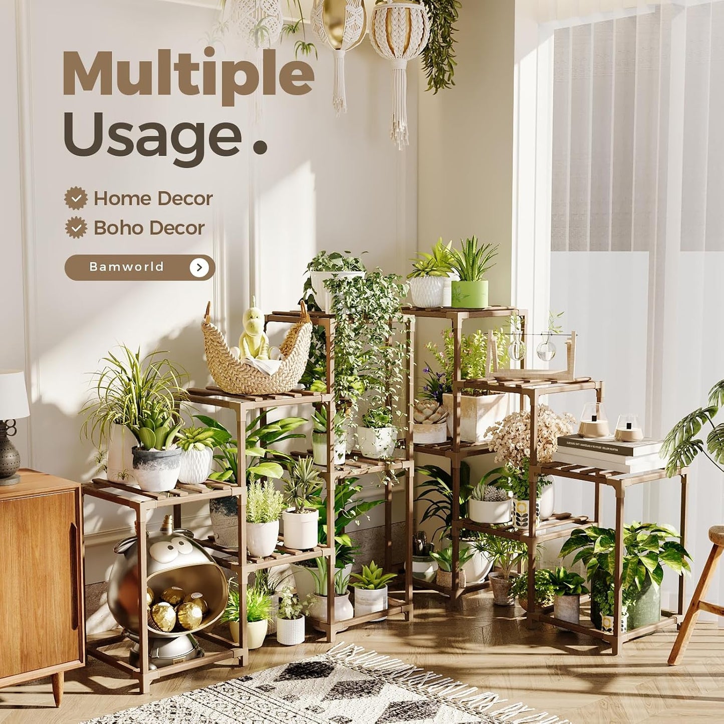 Soportes madera para plantas escalonados 2uds