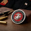 Medallón USMC 3.5" Águila Globo Ancla Rojo Plateado