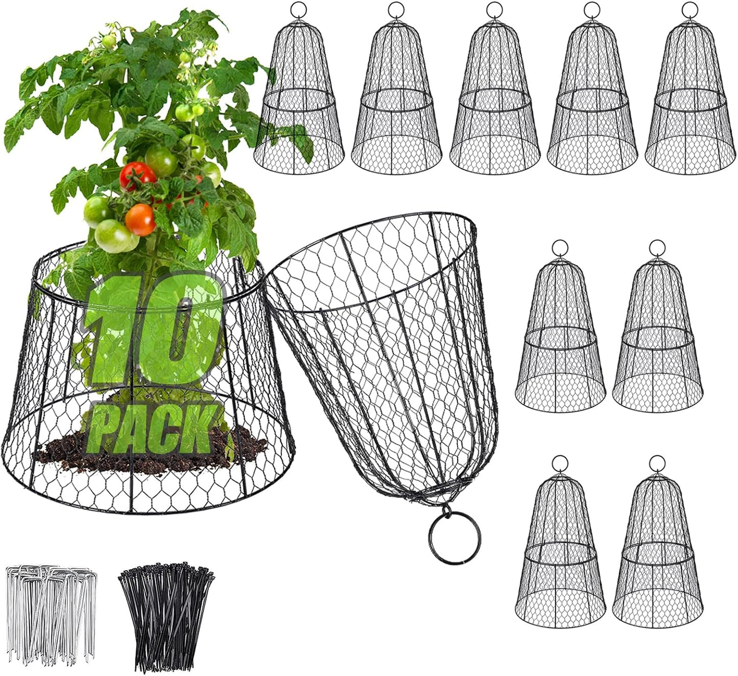 Cloche metal inox 17pulg alto 11.8pulg prof alambre pollo jardín