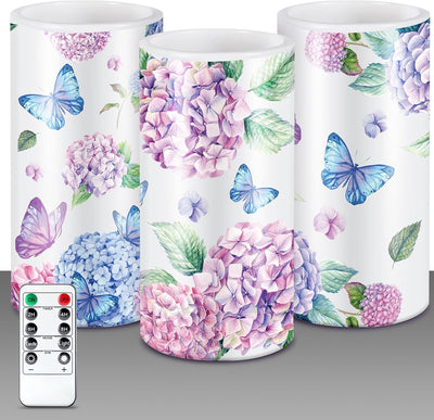 Velas LED florales sin llama con temporizador para hogar y boda