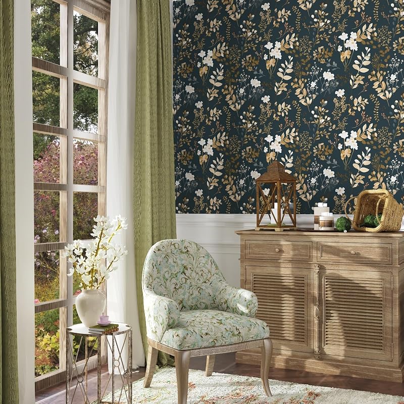 Papel pintado bohemio azul/dorado autoadhesivo
