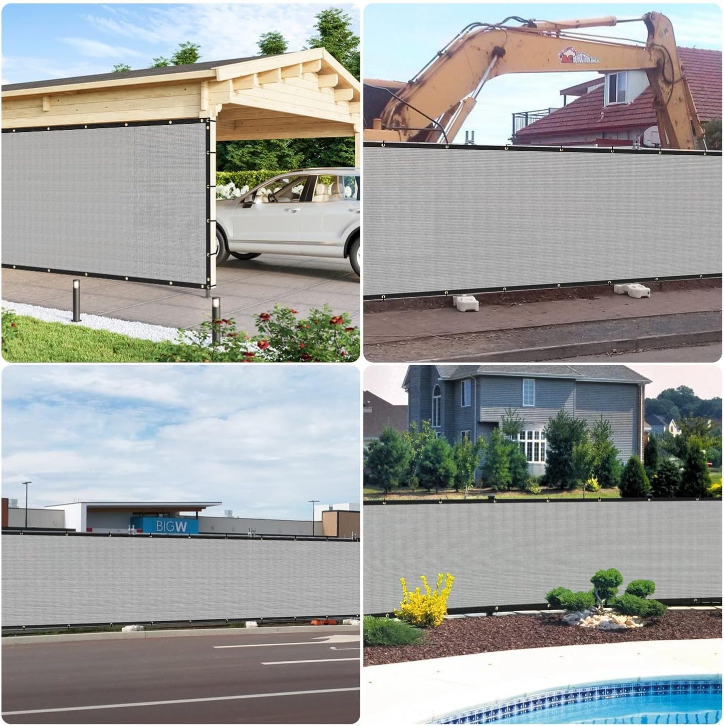 Rejilla valla privacidad 4x25ft con ojales gris