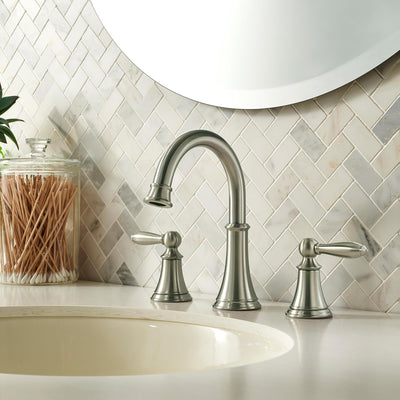 Grifo lavabo baño 8pulg 3 agujeros níquel cepillado con drenaje