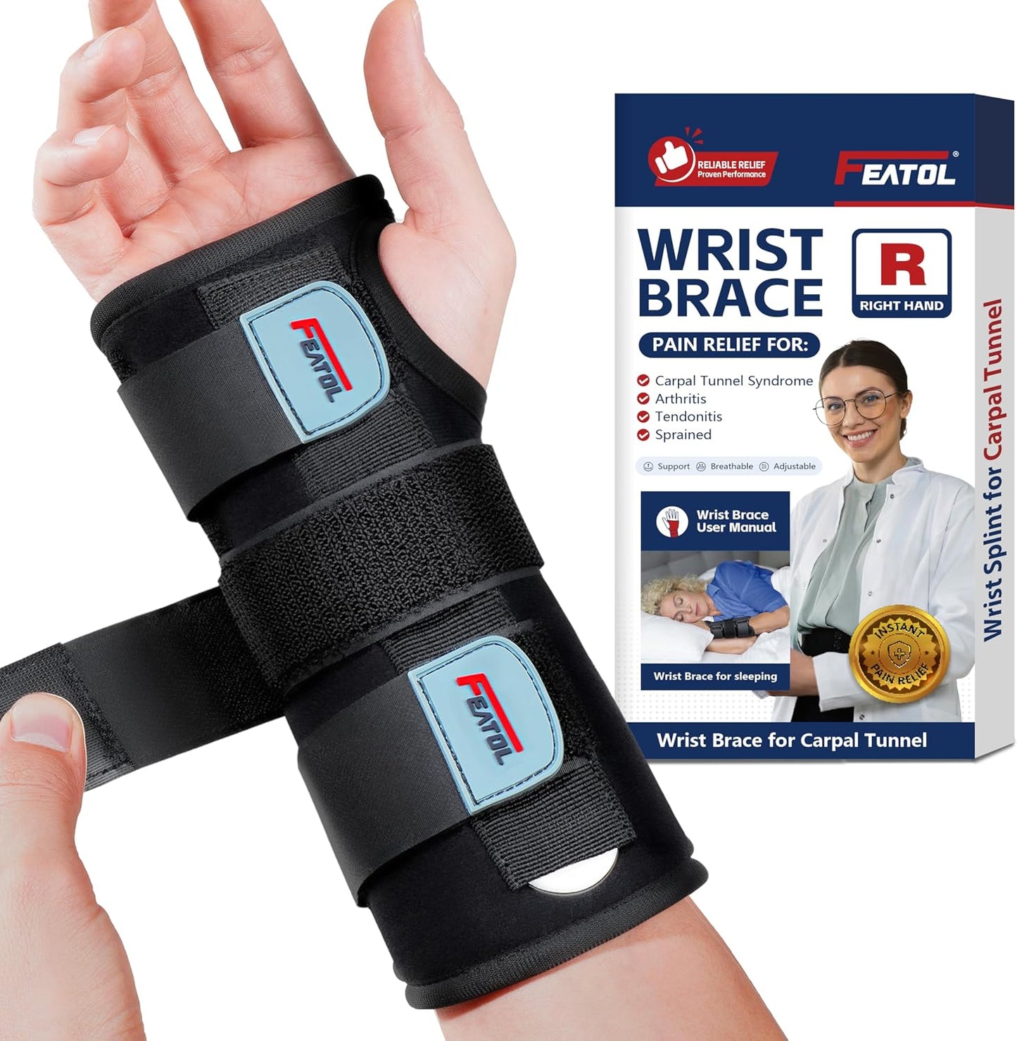 Muñequera ajustable para mano derecha artritis tendinitis
