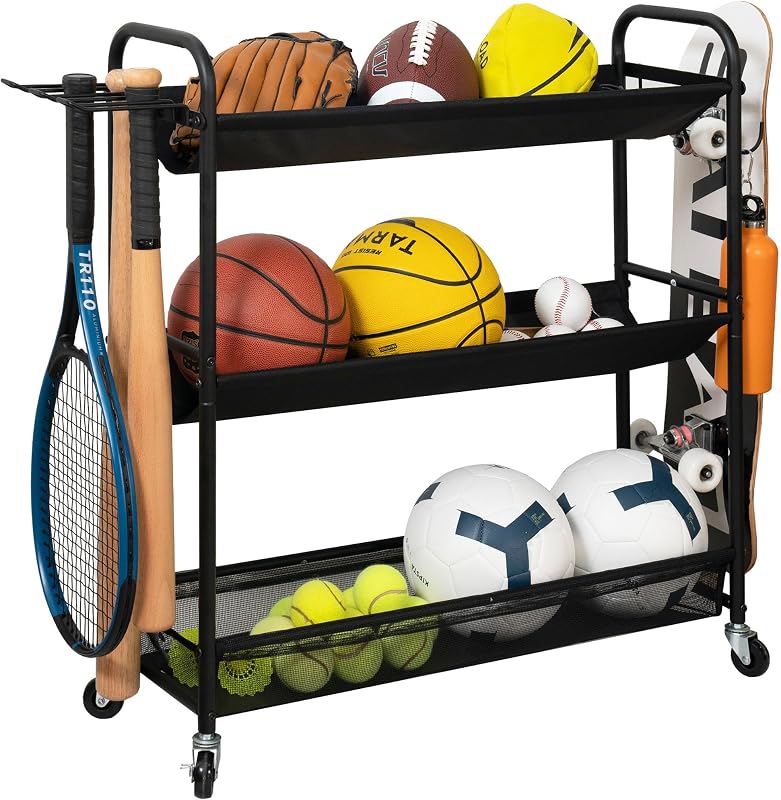 Soporte entrenamiento 3 estantes ruedas organiz. deportes