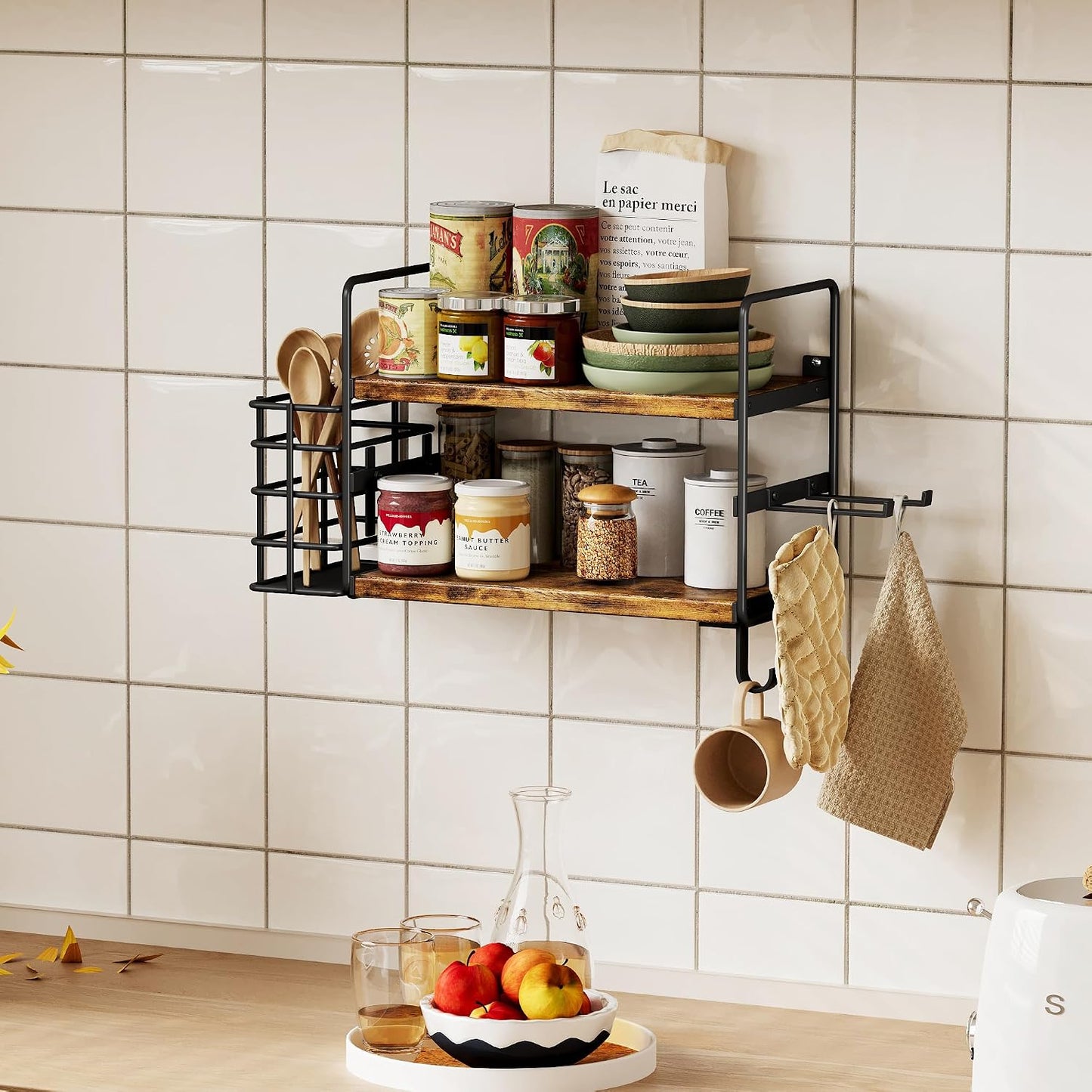 Soporte 3en1 para secador pared 2 niveles cesta desmontable