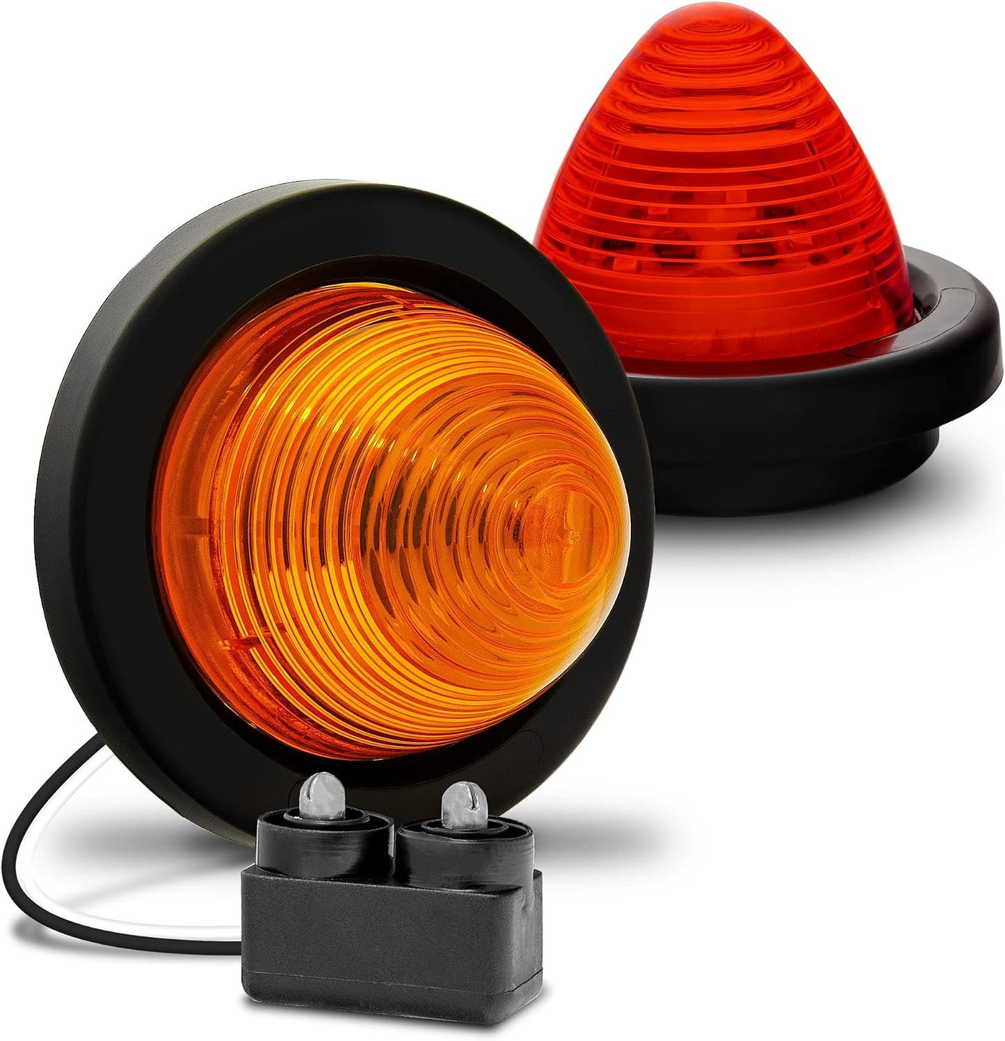 2 Pzas Luces LED Redondas 2" Ámbar/Rojo IP67 Barco