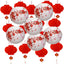 20 Linternas Papel Flores Cerezo Estilo Minimalista Blanco Rojo