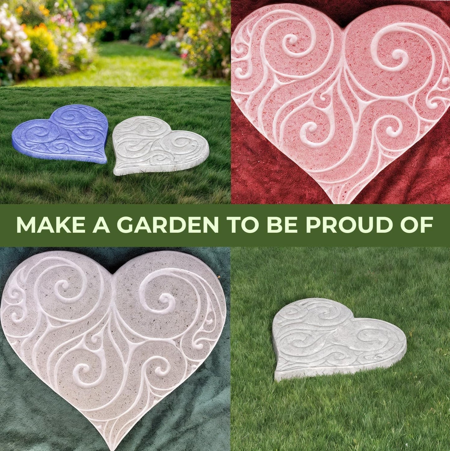 Moldes cemento corazón pavimento decorativo jardín