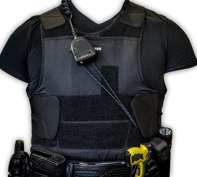 Soporte micrófono radio portátil para policía blanco