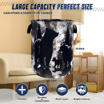 Cesta lavandería plegable osos grises 18.9x16.5pulg tela Oxford