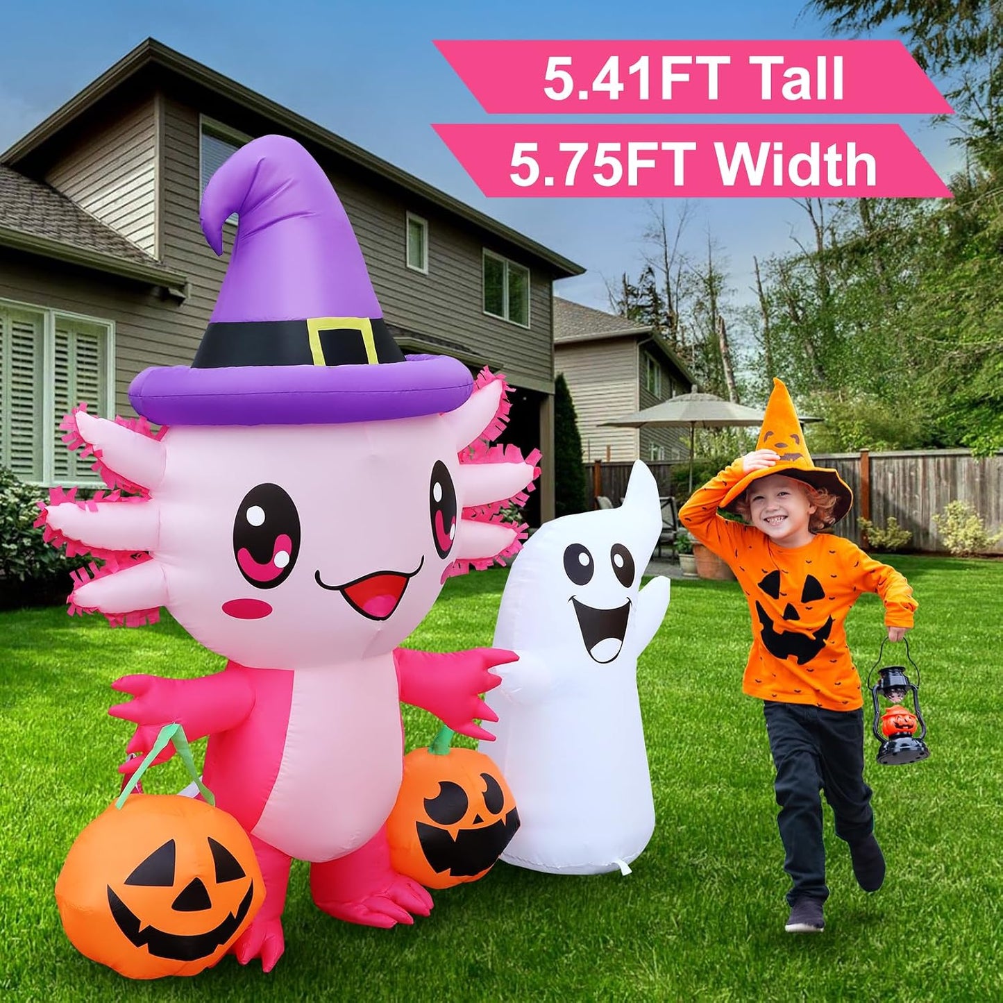 Decoración inflable axolote con luces LED Halloween
