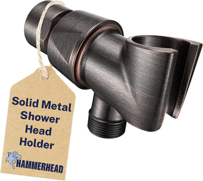 Soporte ducha mano metal ajustable con gancho bronce frotado