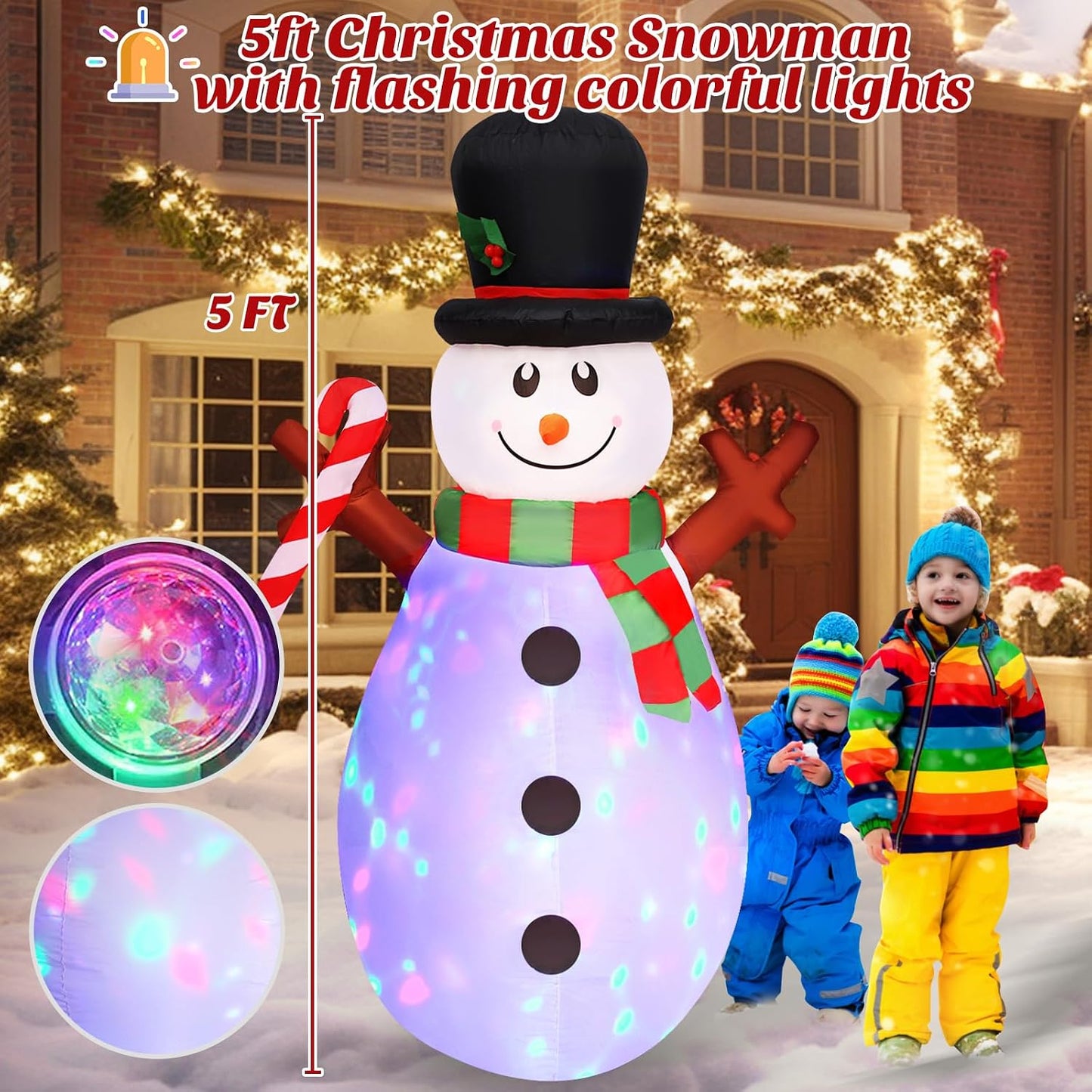 Muñeco nieve inflable Navidad con luces LED giratorias patio
