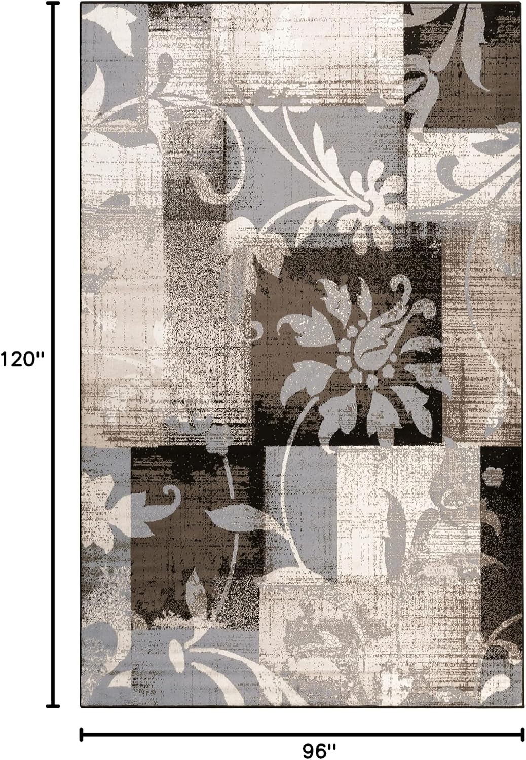 Alfombra interior yute parches florales 8x10pulg