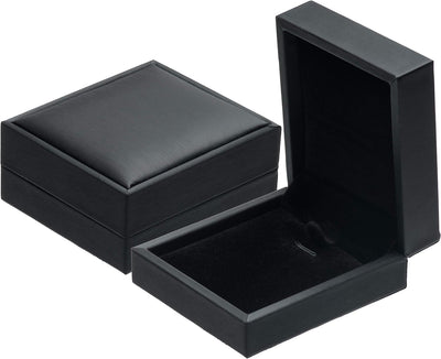 Caja colgante cuero PU para collar boda y joyas negro