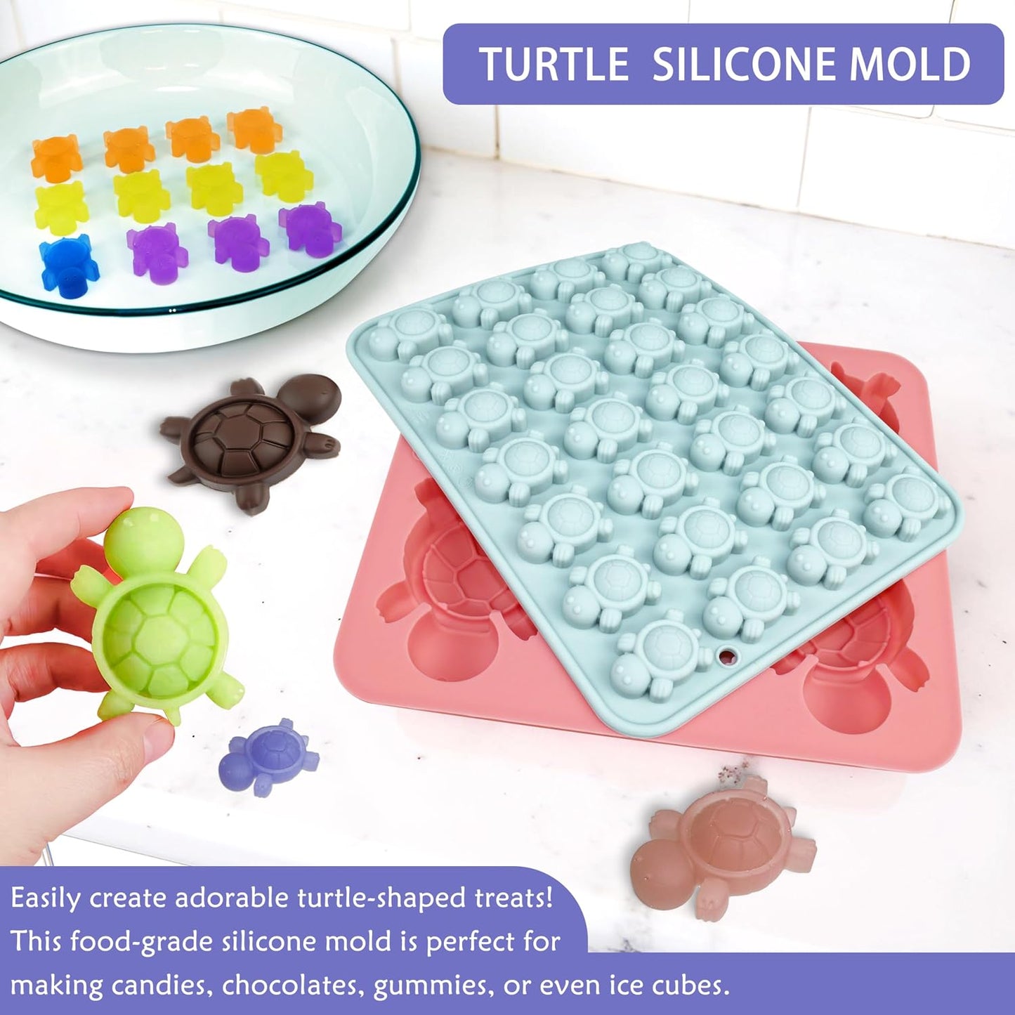 2 Moldes Silicona Chocolate 3D Tortuga Marfil
