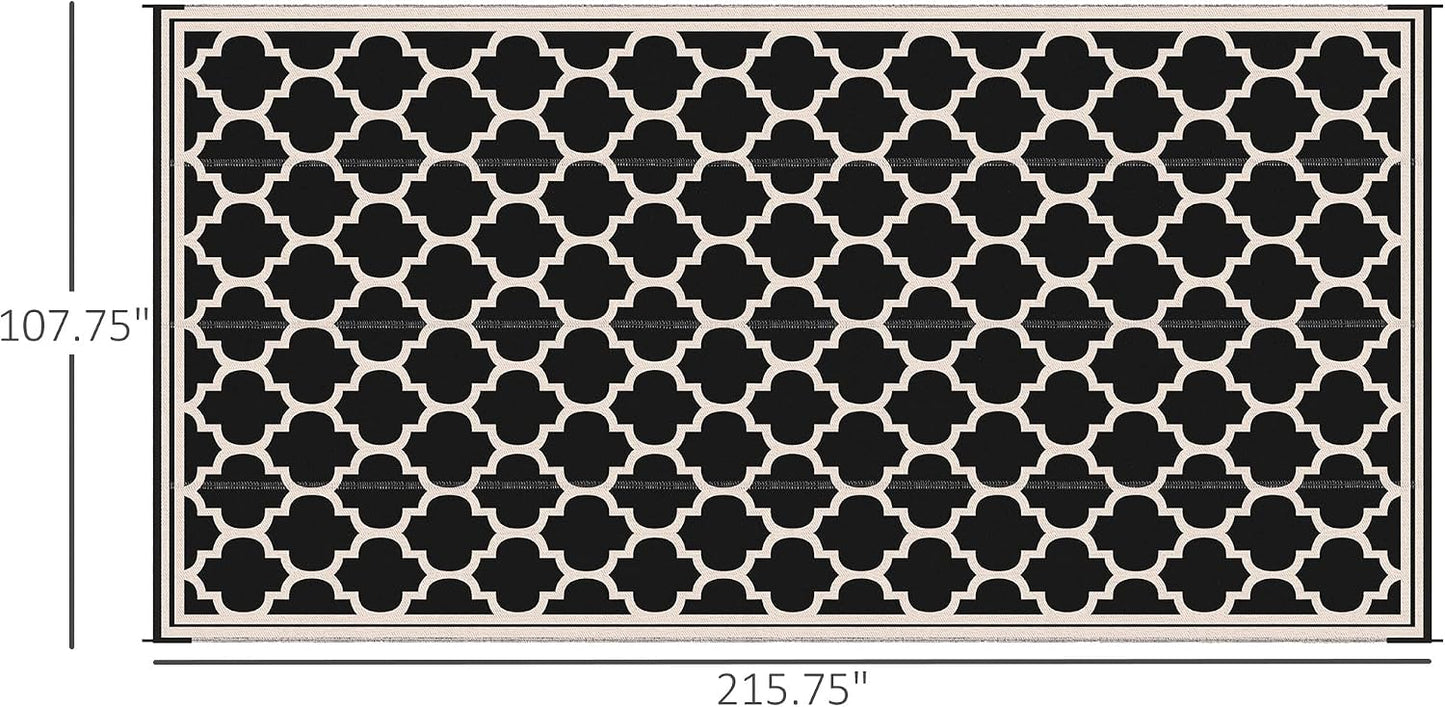 Alfombra portátil exterior 9x18ft impermeable negro