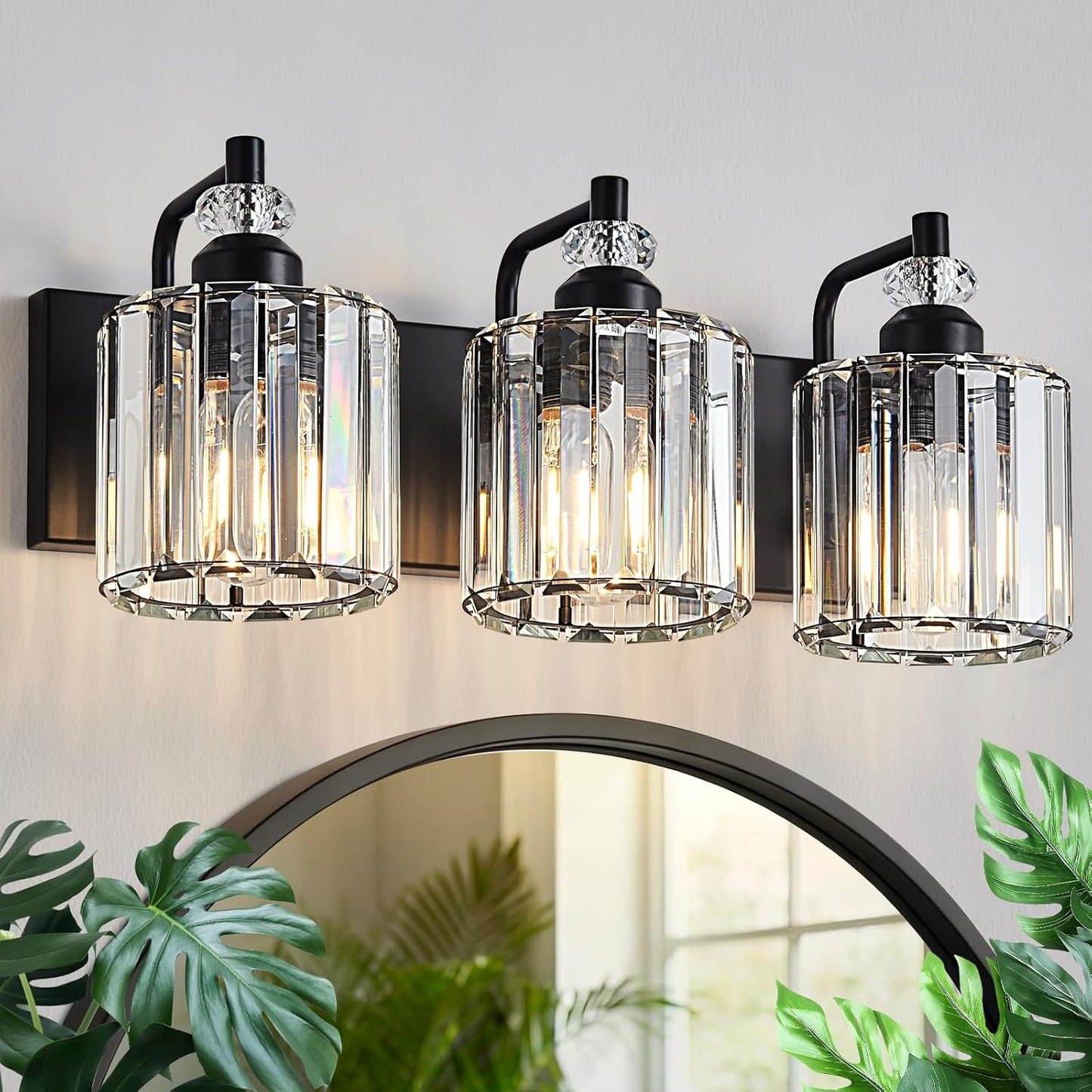 Lámpara baño 3 luces moderna e26 cristal vintage