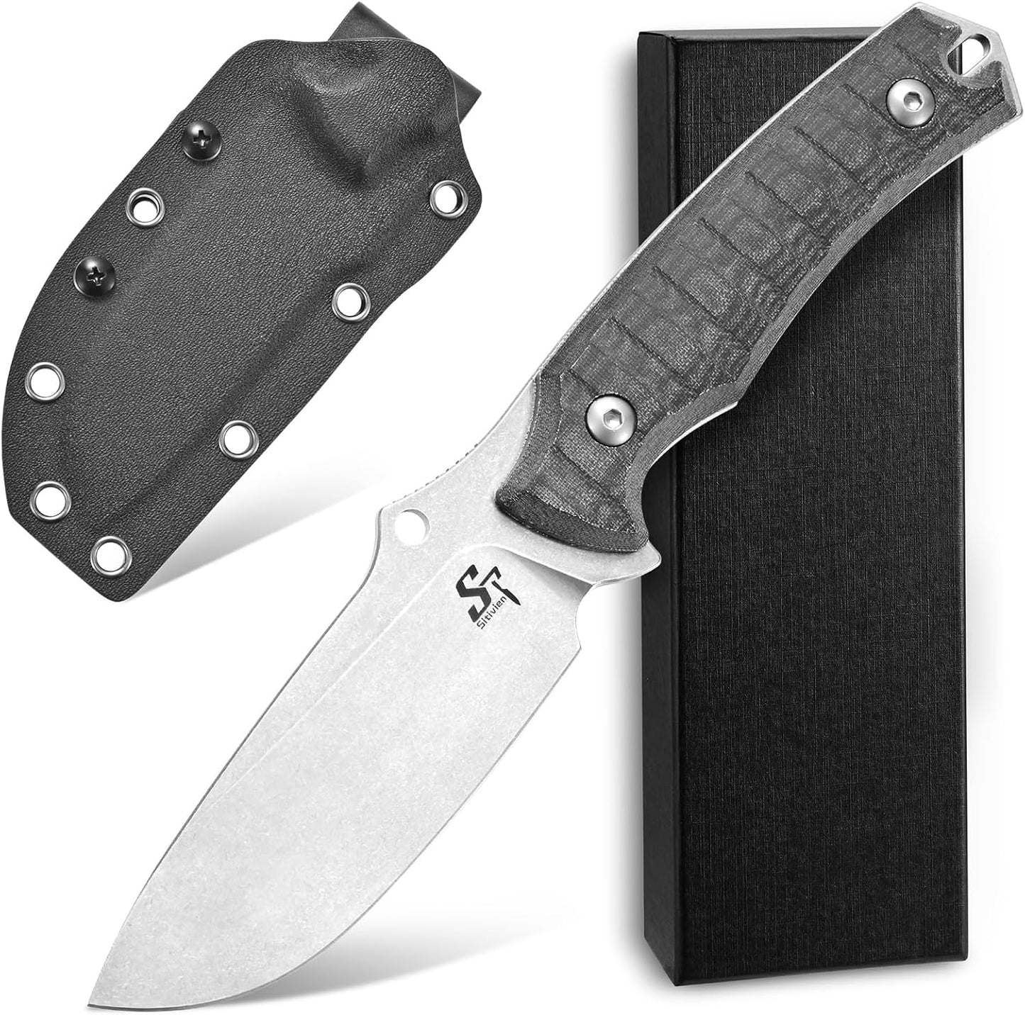 Cuchillo EDC AUS-8 Hoja Micarta Negro para Aventura