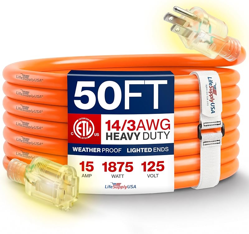 Cable extensión 50ft 14/3 trabajo pesado 3 clavijas
