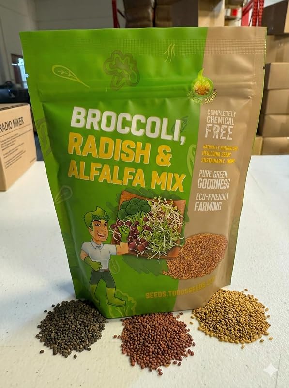 Mezcla semillas germinar brócoli rábano alfalfa 1/4libra
