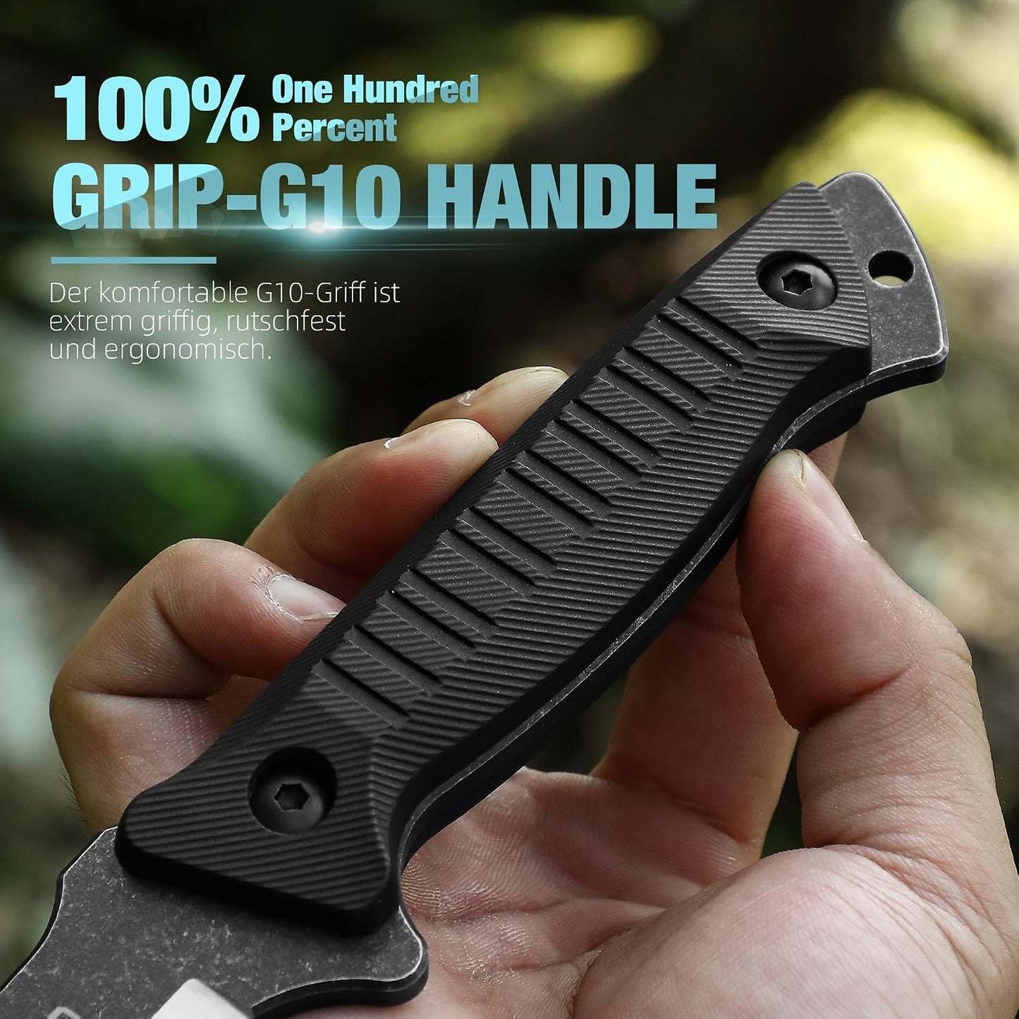 Cuchillo supervivencia acero 420 G10 funda Kydex negro