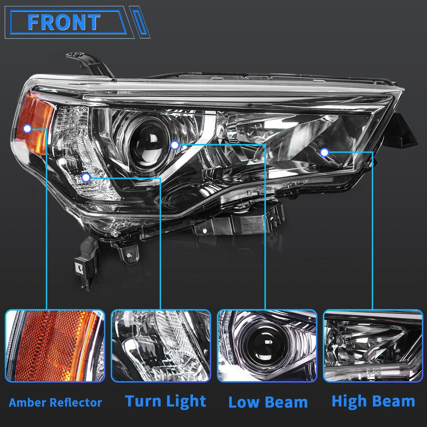 Ensamble faro compat Toyota 4Runner 14-20 lado pasajero