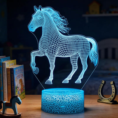 Luz nocturna caballo 3D 16 colores con control remoto