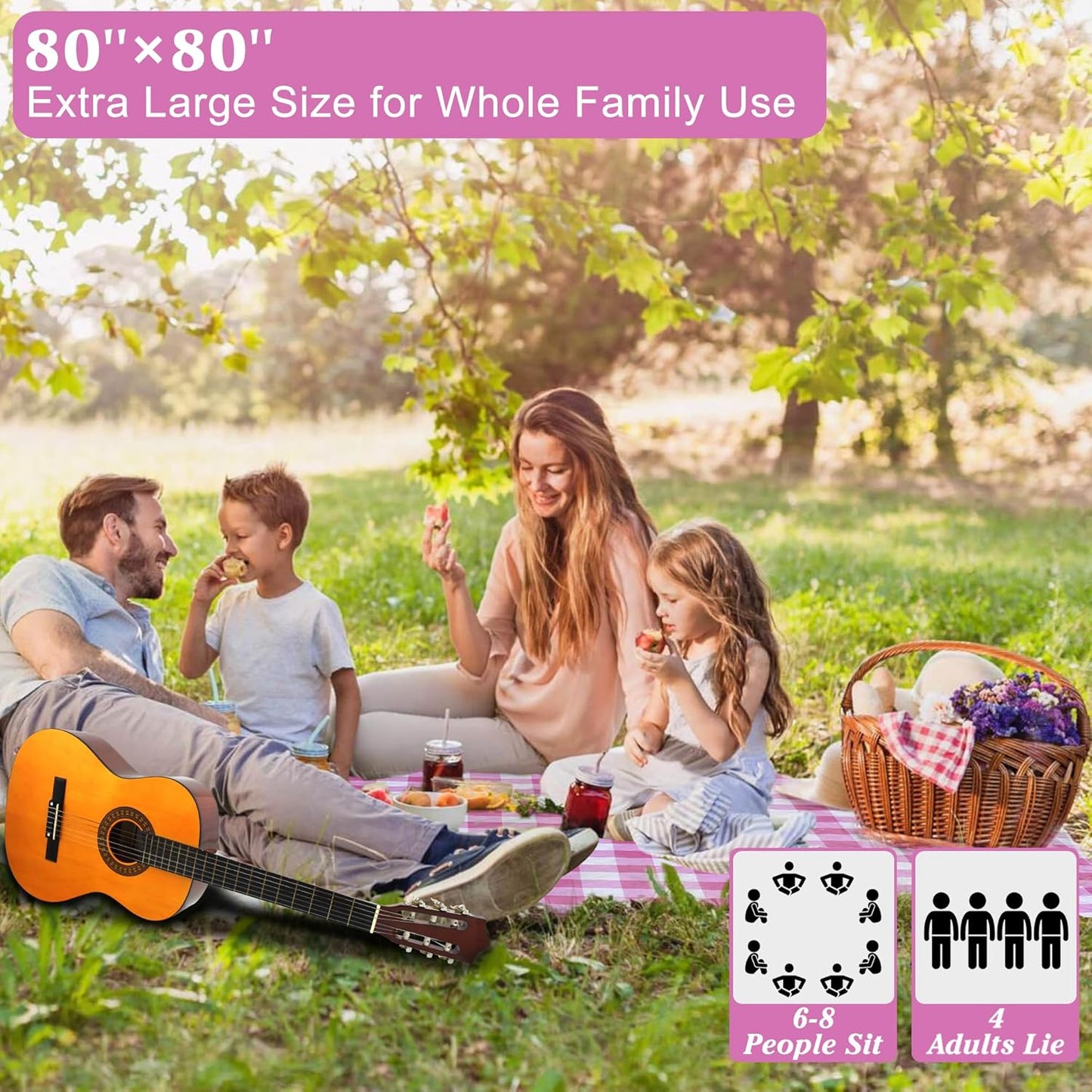 Manta Picnic Gingham 80x80pulg Impermeable Plegable