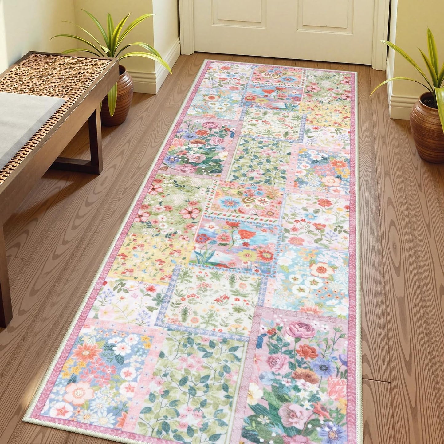 Alfombra pasillo rosa 2x6ft antiderrap dormitorio