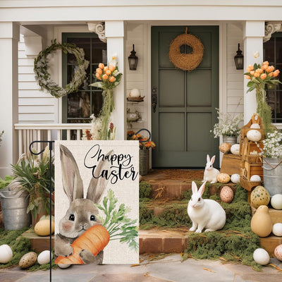 Bandera jardín conejo Pascua 12x18pulg doble cara decoración patio
