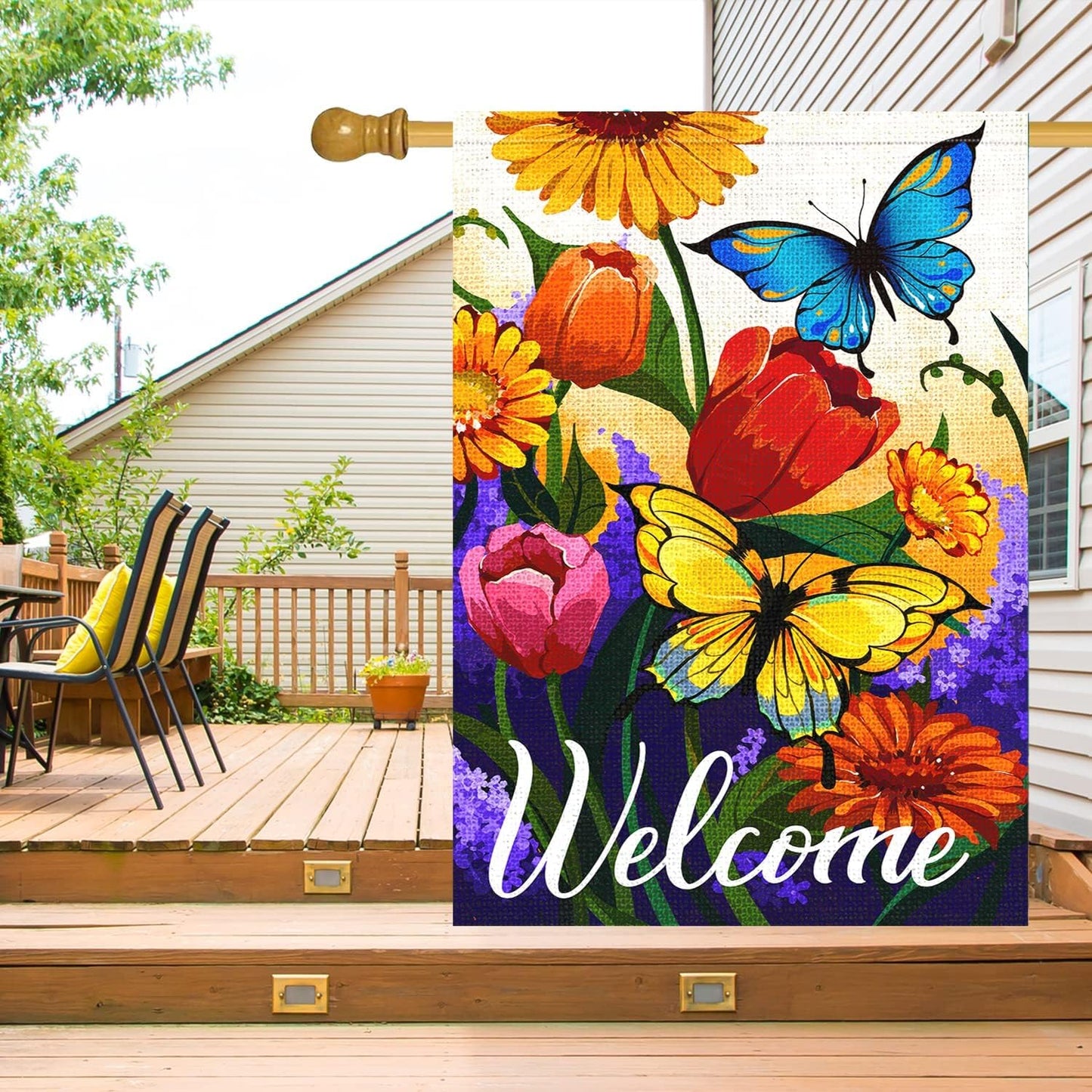 Bandera floral 28x40" doble cara decoración