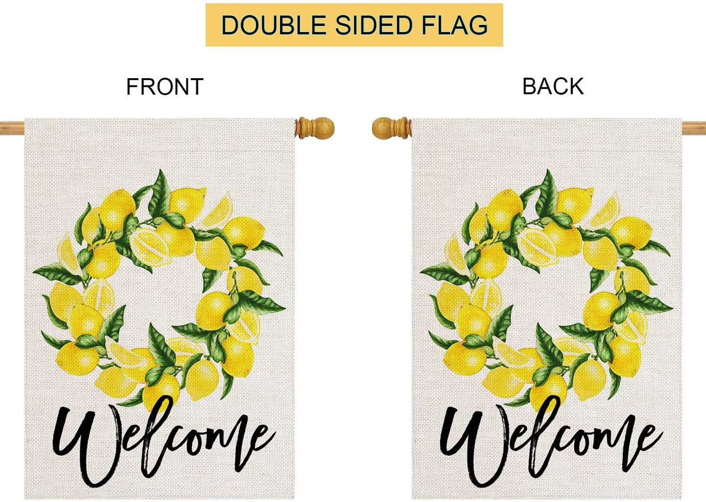 Corona limón 28x40" bandera arpillera doble cara jardín