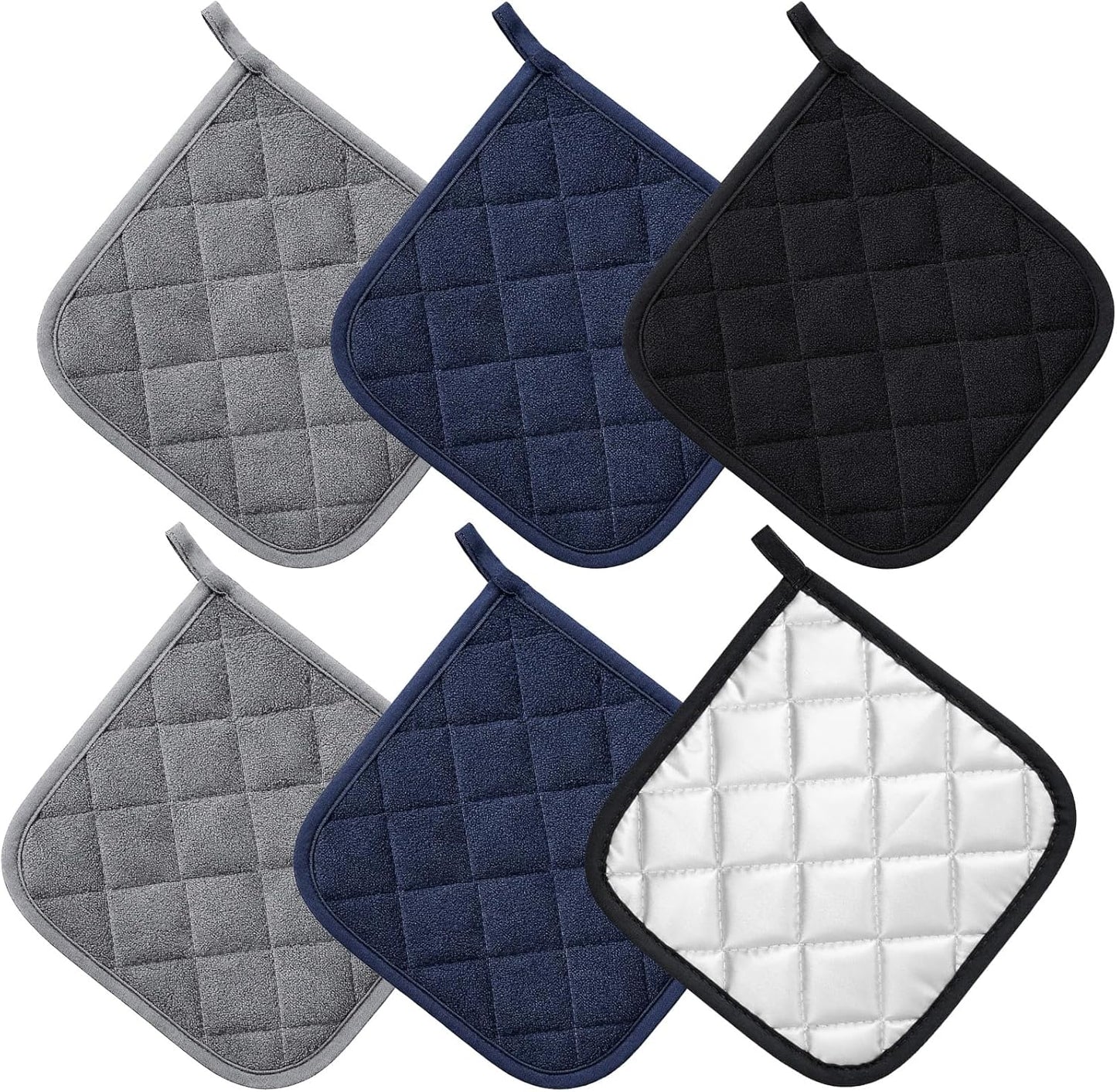 Set 6 soportes algodón para ollas negros azules grises