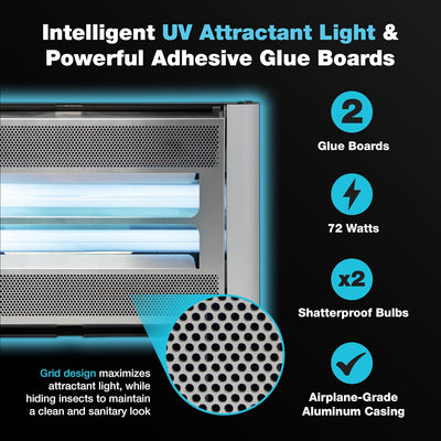 Trampa mosquitos UV plateado para cocina comercial y almacén