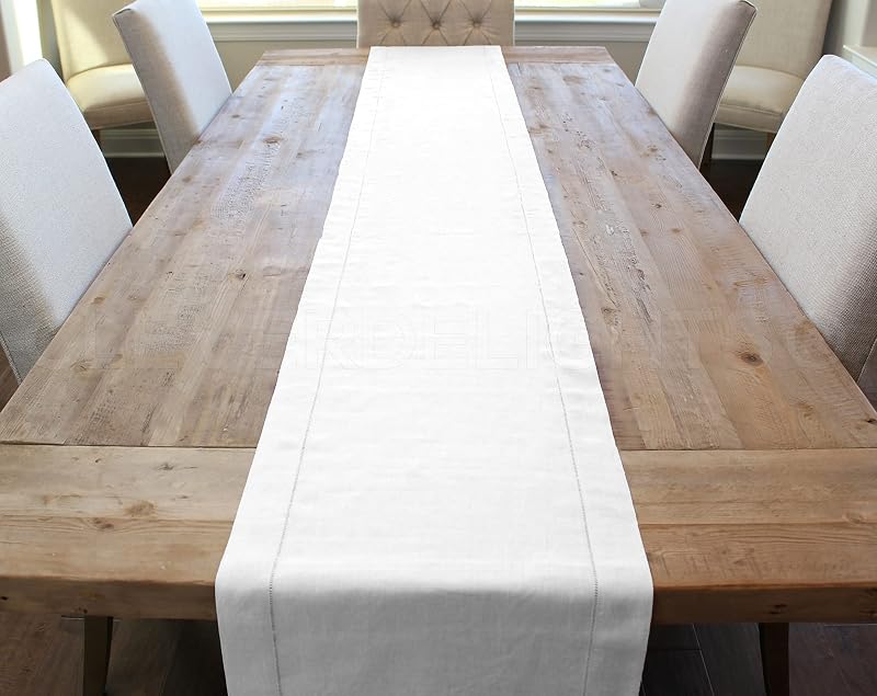Camino mesa lino blanco 16x90 con vainica