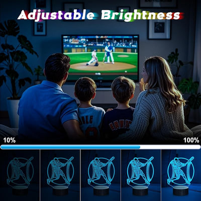 Luz Nocturna Béisbol Led 3D con Control Remoto para Niños