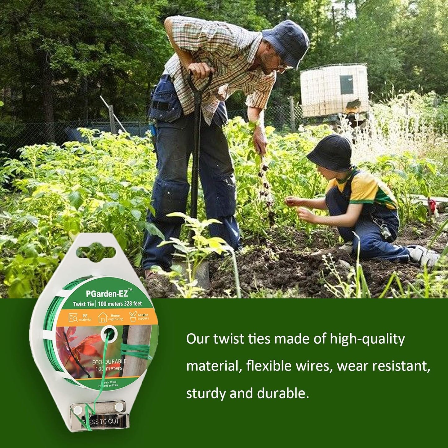 Lazos jardín polietileno 328ft con cortador para cables y plantas