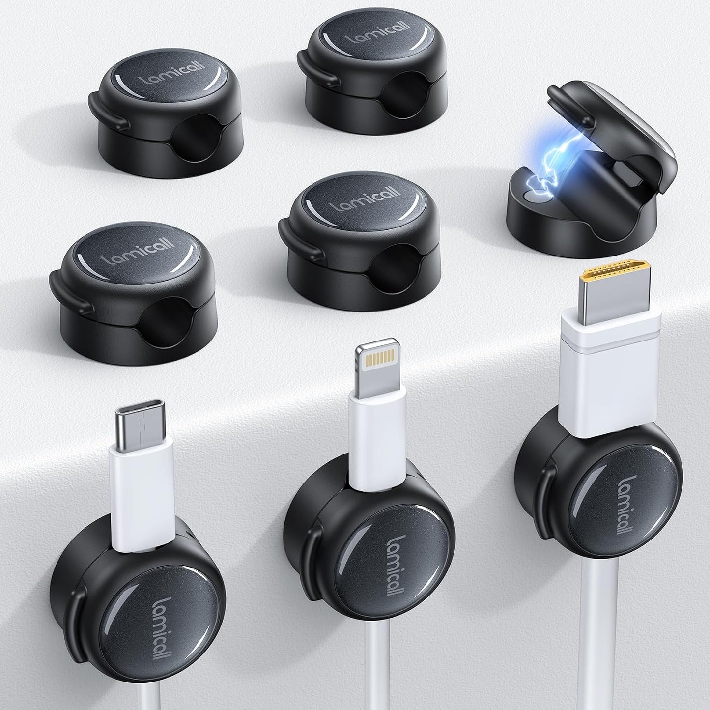 8 Clips Magnéticos para Cables Mesa de Noche