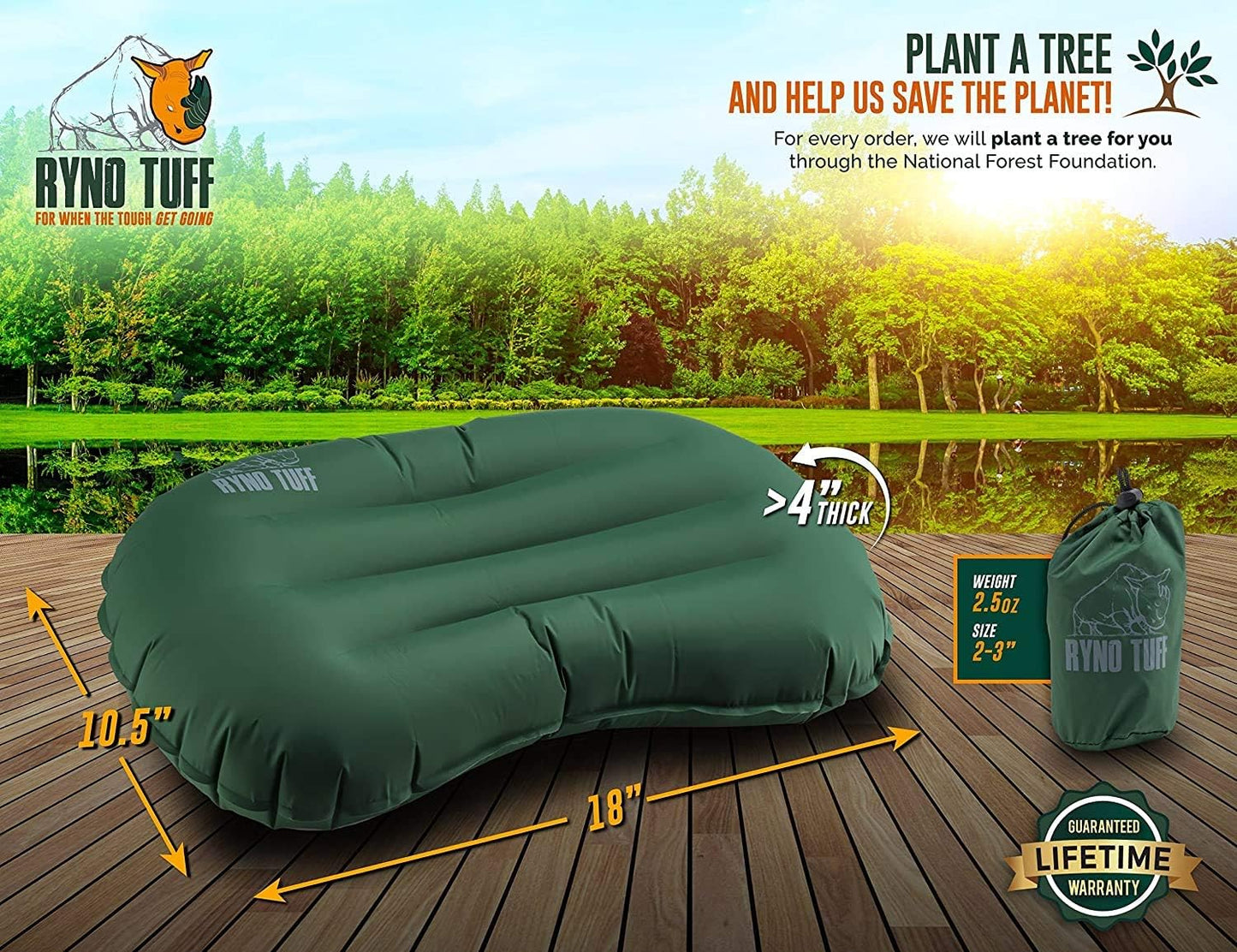 Almohada inflable para camping con soporte lumbar y funda