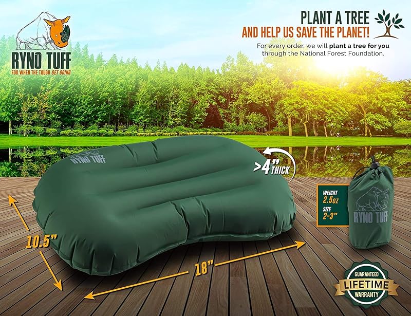 Almohada inflable para camping con soporte lumbar y funda