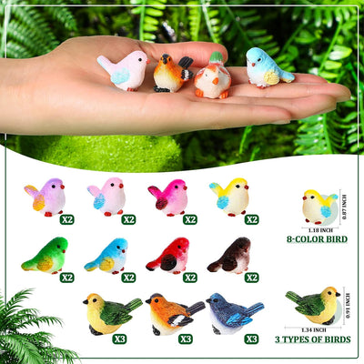 25 Pzas figuras pájaros resina decoración manualidades