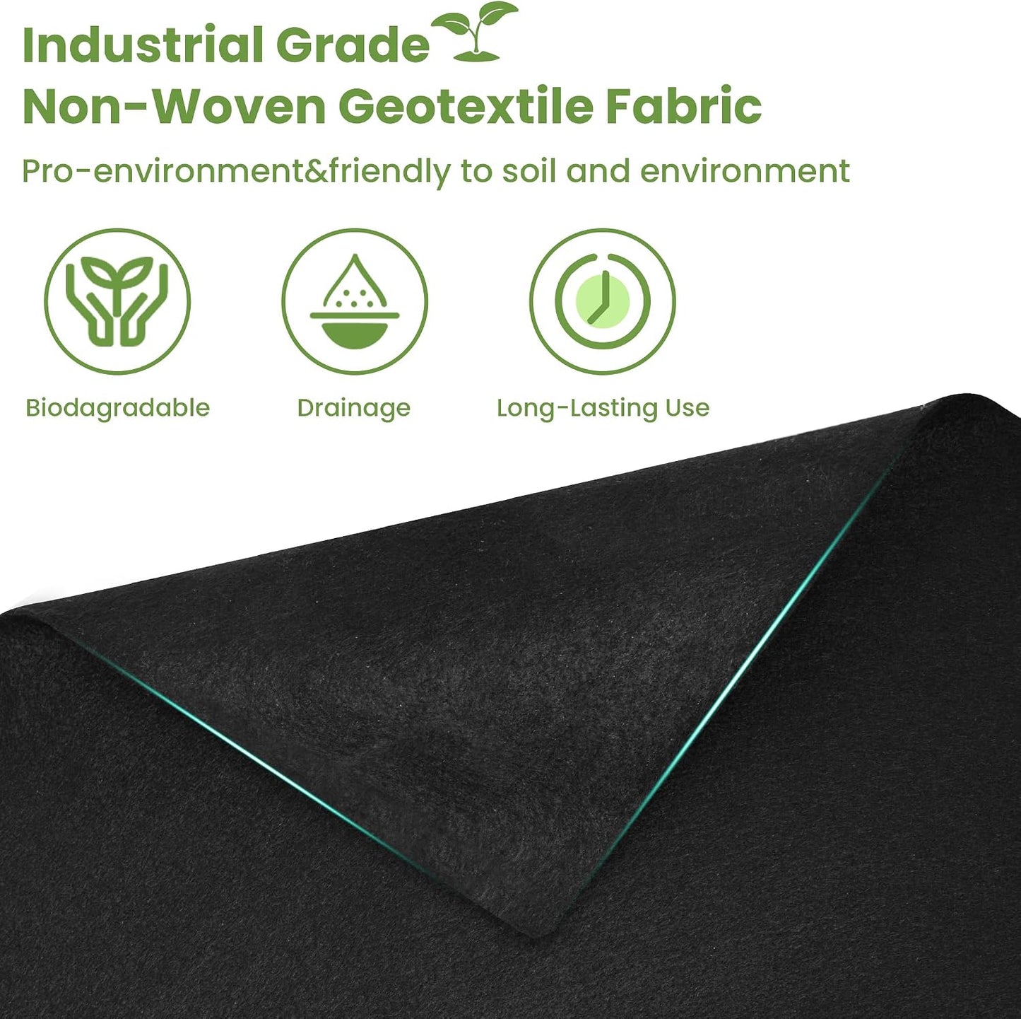 Tela geotextil 8oz resistente para jardinería 3x100pies