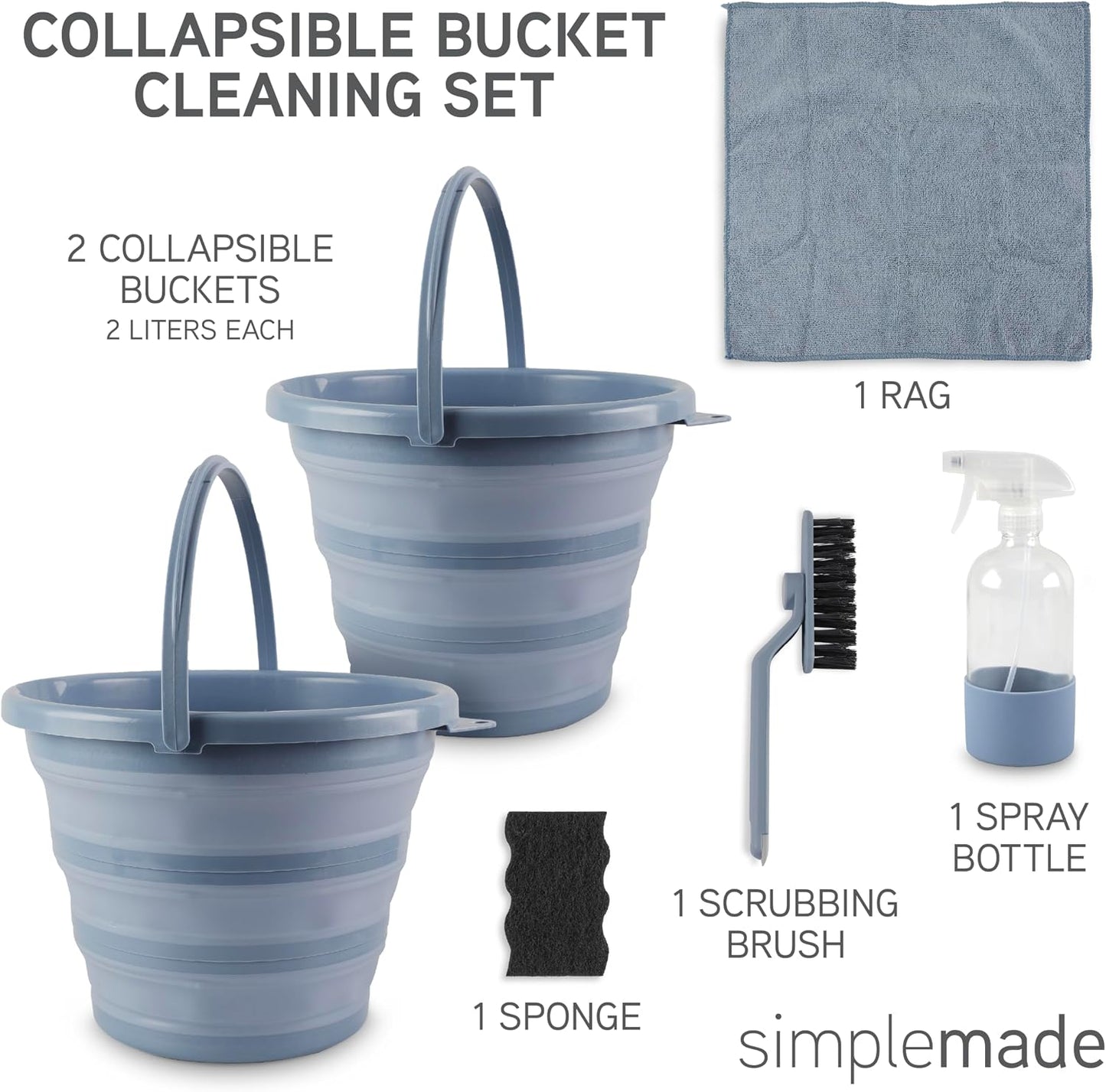 Set limpieza cubo plegable 2 pzas botella cepillo